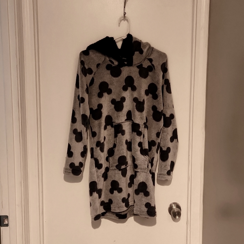 Disney Woman Size S Faux Fur Plush Long Hoodie Mickey Mouse Warm